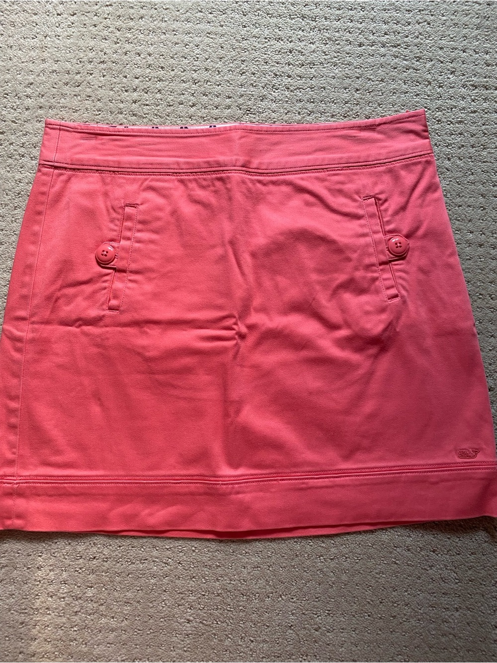 Vineyard Vines Coral Mini Skirt with Buttoned Pocket Details